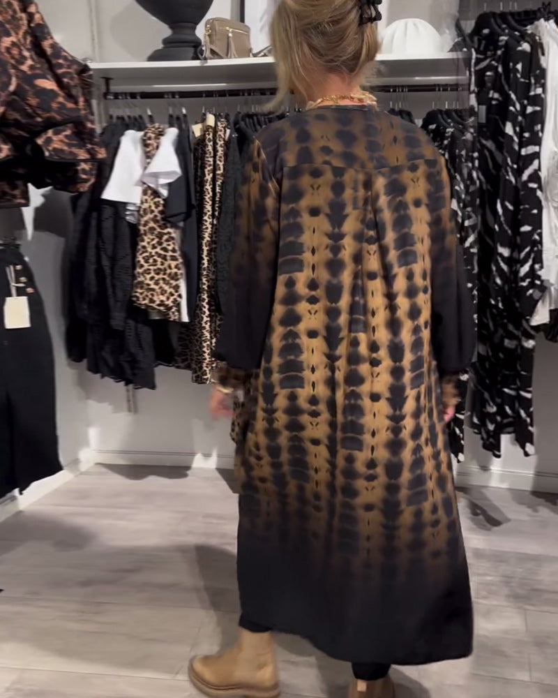 Else | Kjole med V-hals og lange ærmer i farveovergang